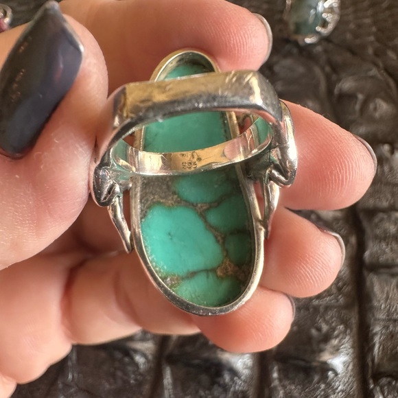 Turquoise and Sterling Silver Statement Ring - Picture 11 of 11